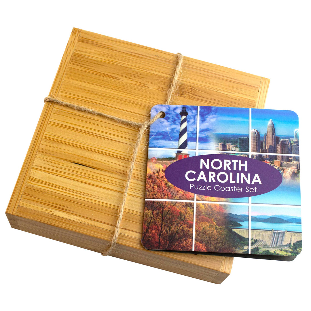 North Carolina Puzzle 4-Pc. Coaster Set with Case