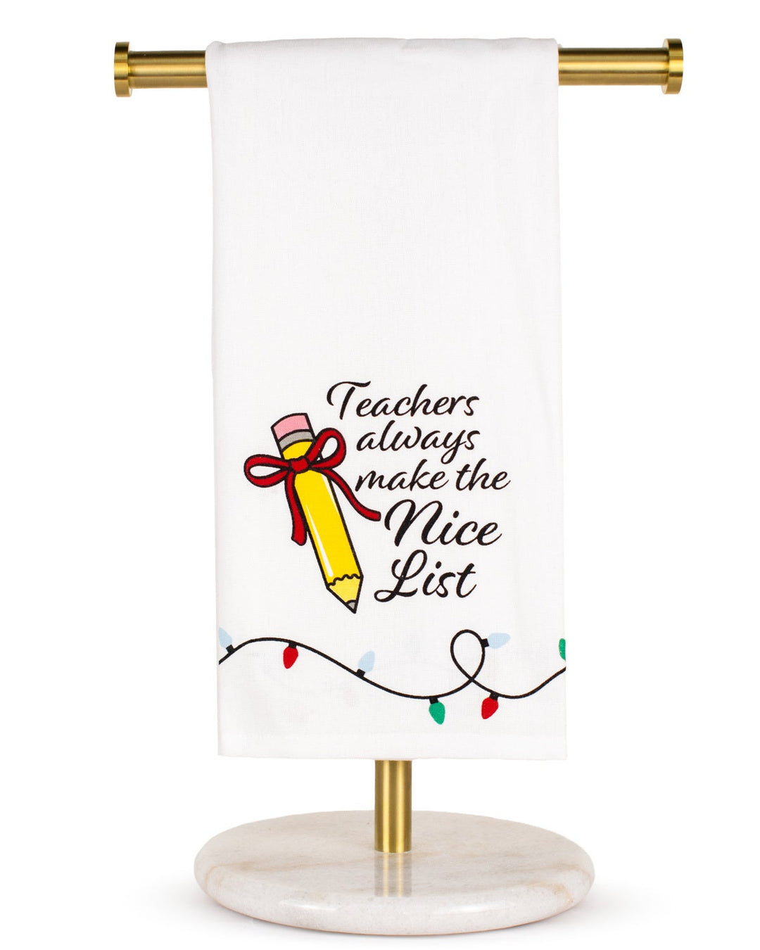 On The Nice List Hand Towel   White/Multi   20x28
