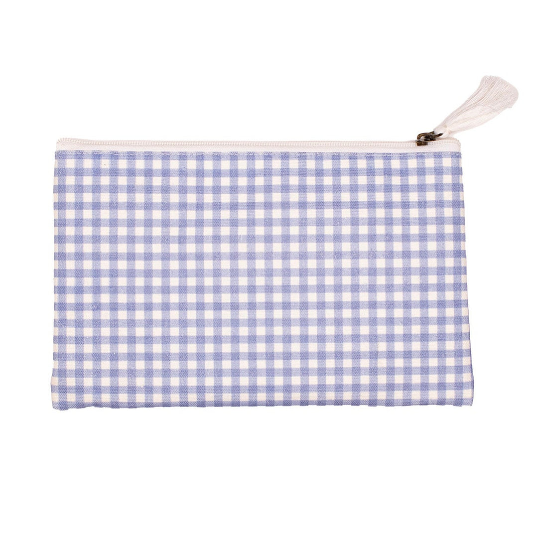 Gingham Cosmetic   White/Blue   10x6
