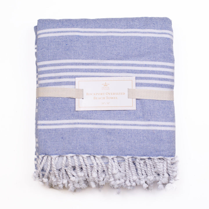 Rockport Oversized Beach Towel   Blue/White   39x70
