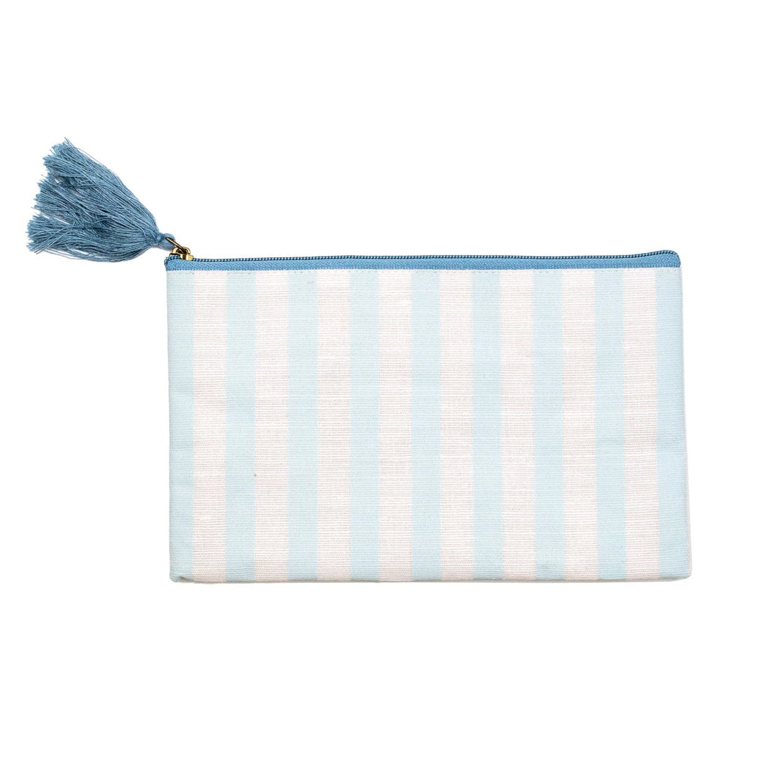 Stripe Juco Cosmetic Bag   Blue/White   10x6
