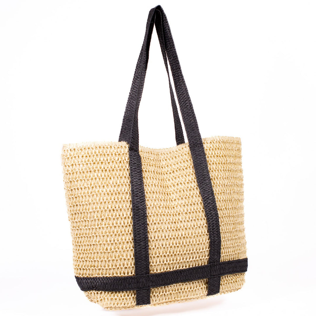 Brittney Beach Tote   Natural/Black   19.5x13.5x6
