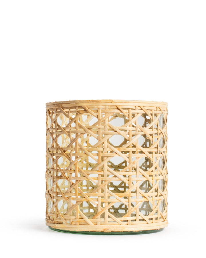 Mia Cane Candle Holder   Clear/Natural   5x5.5
