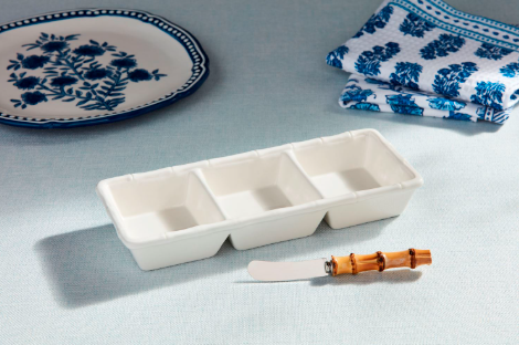 Bamboo Triple Tidbit Serving Set