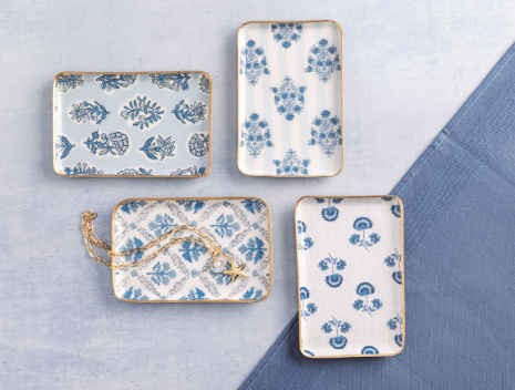 Blue Pattern Trinket Tray