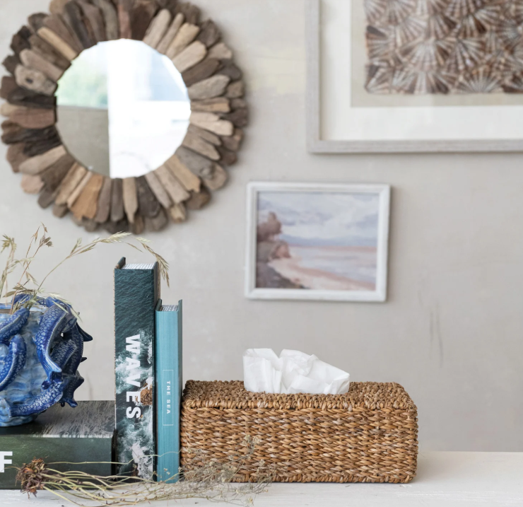 Hand-Woven Seagrass Tissue Box Cover
