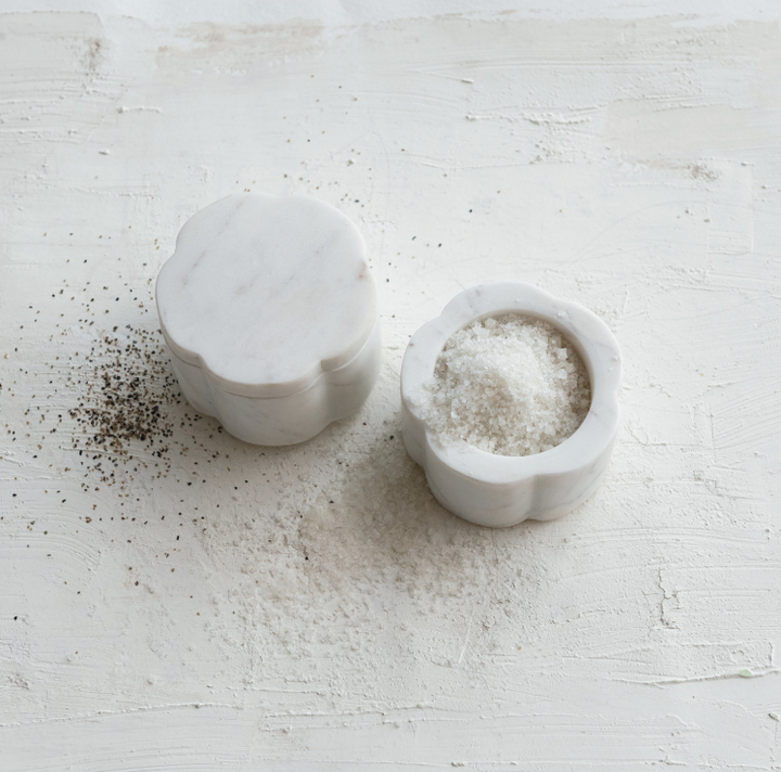 Set of Two Marble Pinch Pots with Lid