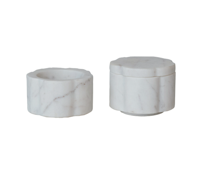Set of Two Marble Pinch Pots with Lid
