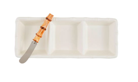 Bamboo Triple Tidbit Serving Set
