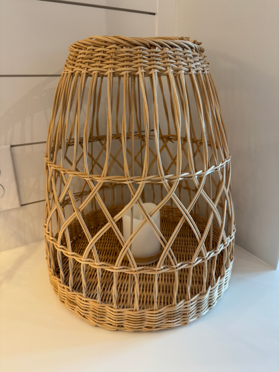 Large Open Weave LED Candle Lantern