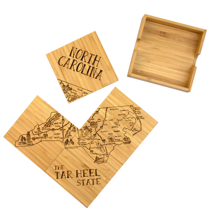 North Carolina Puzzle 4-Pc. Coaster Set with Case